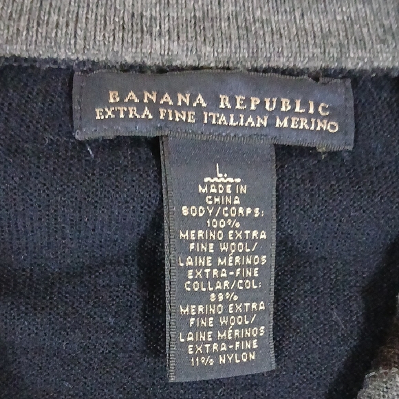 Banana Republic Men's Dark Blue Argyle Zip-Up Sweater L - Picture 6 of 6